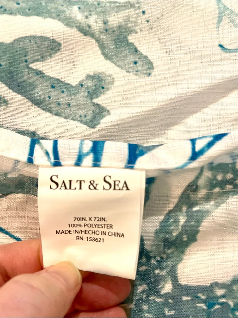 Salt & Sea Coastal Blue Sea Life Shower Curtain 70x72